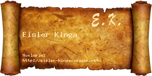 Eisler Kinga névjegykártya